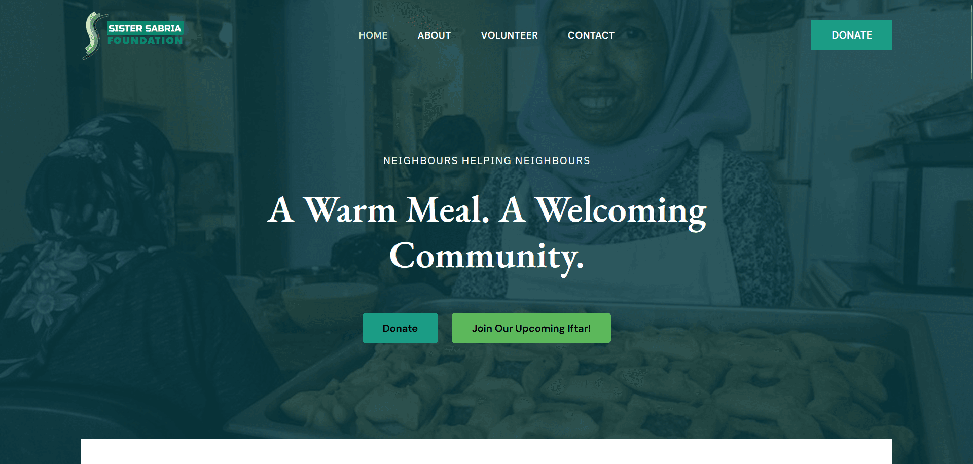 Website mockup for Sister Sabria Foundation community organization